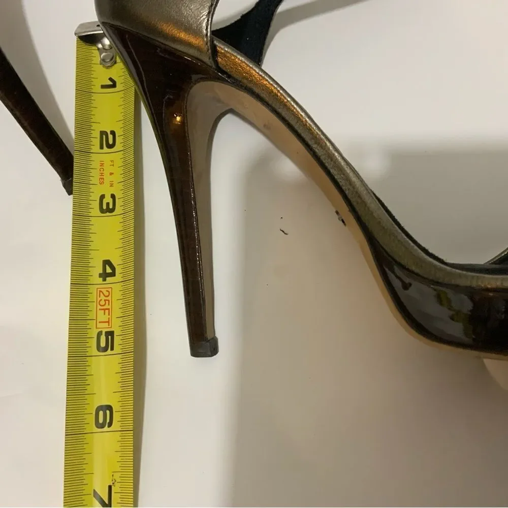 Burberry Pewter Gunmetal Metallic Stiletto Heels size 37 Italy